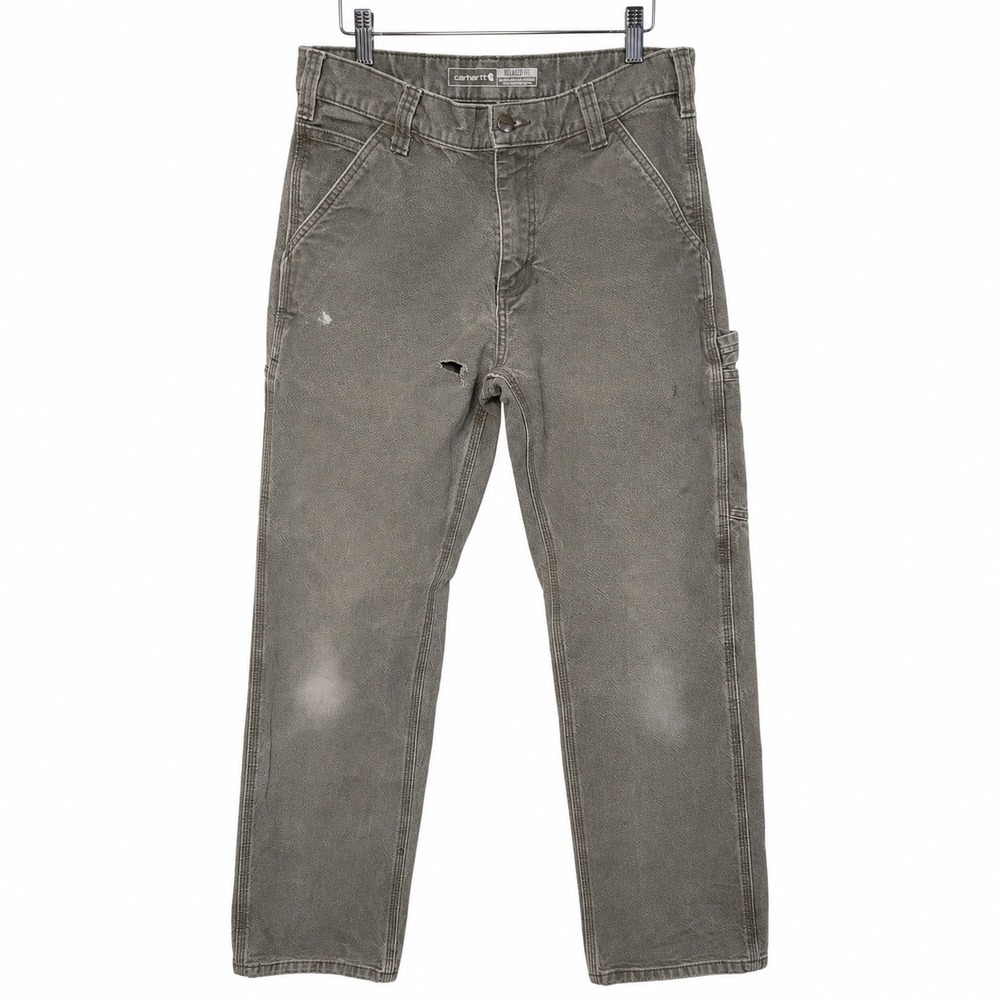 Carhartt Carpenter Pants Mens 30x32 Gray Fair Distressed Workwear BN3279-M